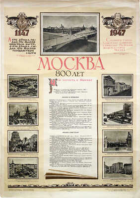 Москва. 800 лет. [Плакат] / Худож. Е.Н. Голяховский. М., 1947.